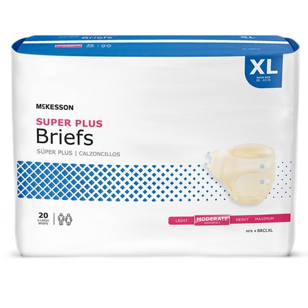 MCKESSON Super Plus Incontinence Brief XL Contoured, Moderate, PK 60 BRCLXL